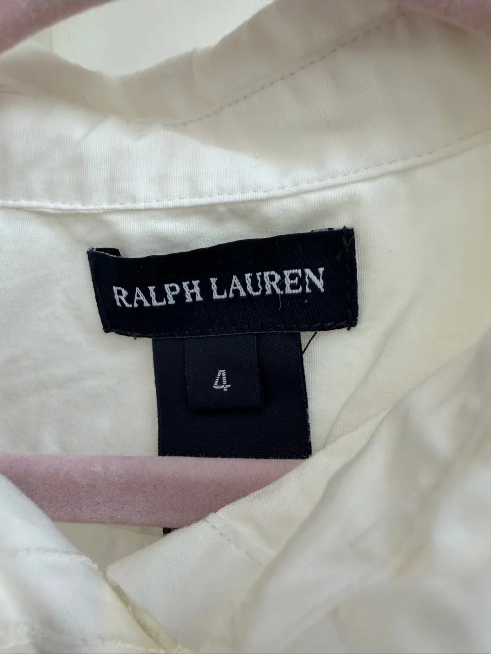 Ralph Lauren Girls 4 Cream Short-Sleeve Ruffle Collar Formal Button Down Shirt